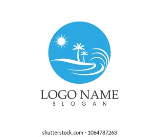 Wave beach holidays logo design concept