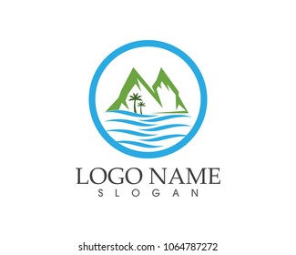 Wave beach holidays logo design concept