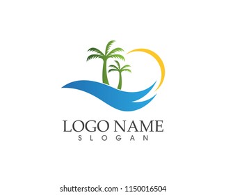 Wave beach holidays logo vector illustration