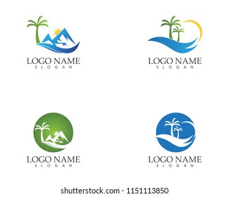 Wave beach holidays logo vector template