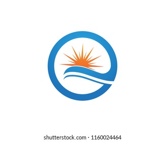 Wave beach holidays logo vector template
