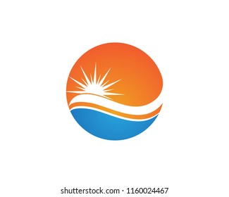 Wave beach holidays logo vector template