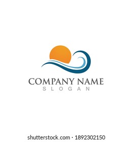 Wave Beach Symbol, Vektorgrafik-Design-Logo