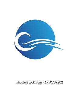 wave beach  icon vector logo