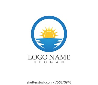 Wave beach logo design template