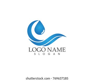 Wave beach logo design template