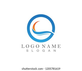 Wave Beach Logo design vector