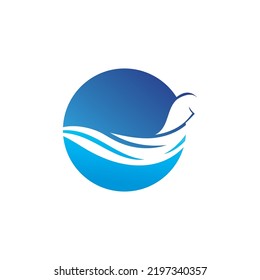 wave beach logo design vector illustration