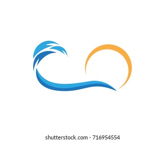 Wave beach logo and symbols