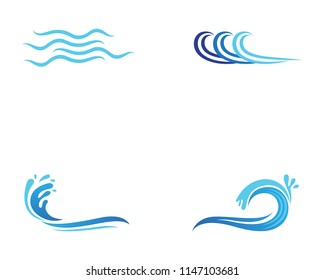 Wave beach logo and symbols vector template icons