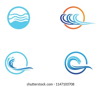 Wave beach logo and symbols vector template icons