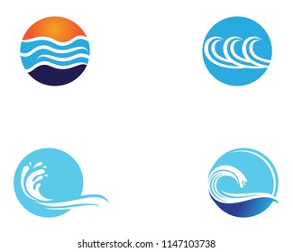 Wave beach logo and symbols vector template icons