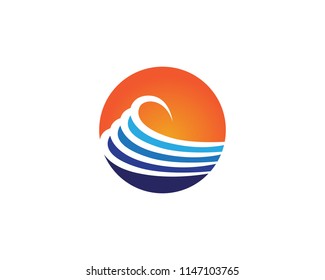 Wave beach logo and symbols vector template icons