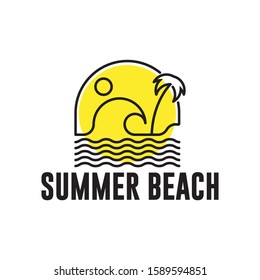 wave and beach logo vector illustration