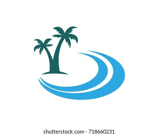 Wave Beach Paradise Logo Design Template