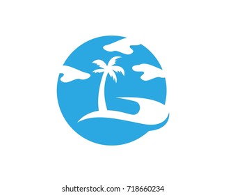 Wave Beach Paradise Logo Design Template