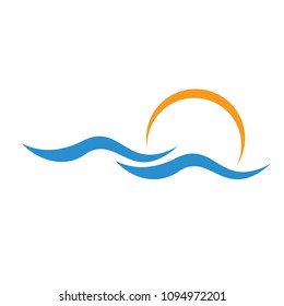 wave and beach, travel logo vector