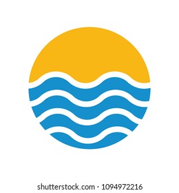 wave and beach, travel logo vector