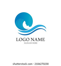 Logo de diseño de vectores de playa de ola