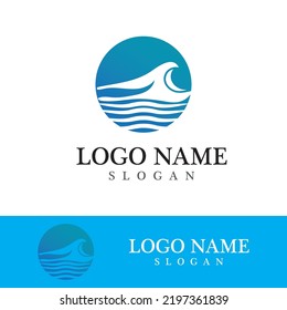 Logo de diseño de vectores de playa de ola