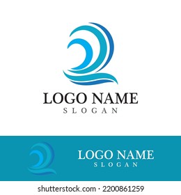 Wave beach vector illustration design logo