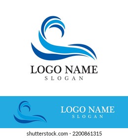 Logo de diseño de vectores de playa de ola