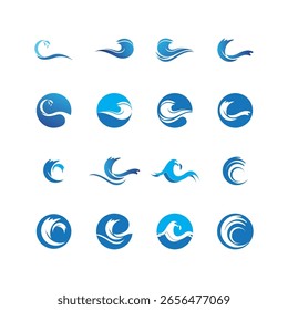 Modelo de logotipo de ícone de abertura de água de praia de ondas
