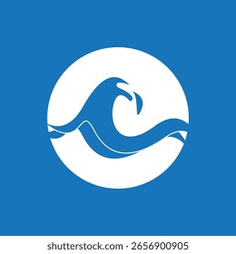 Modelo de logotipo de ícone de abertura de água de praia de ondas