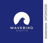 wave bird ocean paradise modern logo design vector