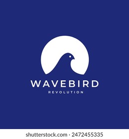 Vector de diseño de logotipo moderno de wave bird ocean paradise