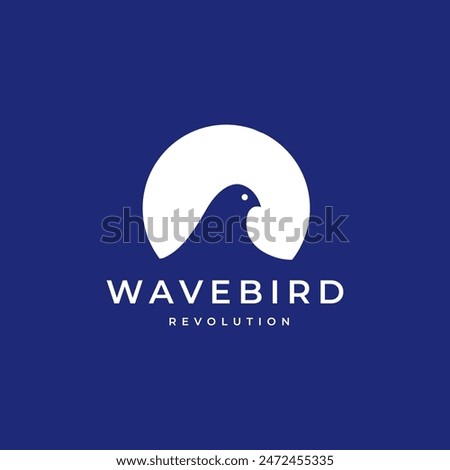 wave bird ocean paradise modern logo design vector