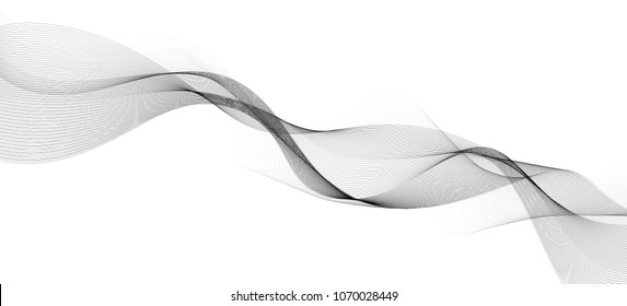 Wave of the black colored lines. Abstract wavy stripes. Transparent background. High resolution.