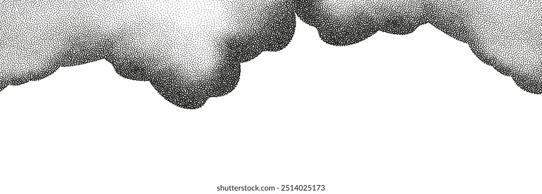 Una ola de puntos negros con una textura arenosa. Un fondo abstracto y granulado con un patrón de gradiente ruidoso.