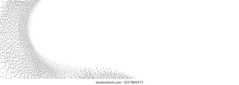 Eine Welle von schwarzen Punkten mit einer sandigen Textur. Ein abstrakter, körniger Hintergrund mit einem rauschenden Farbverlauf.