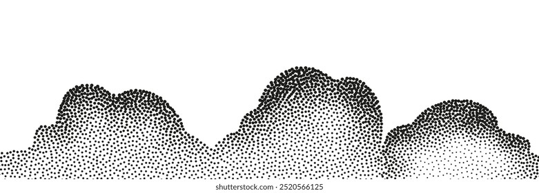 A wave of black dots with a sandy texture. An abstract, grainy background featuring a noisy gradient pattern.