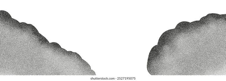 Una ola de puntos negros con una textura arenosa. Un fondo abstracto y granulado con un patrón de gradiente ruidoso.