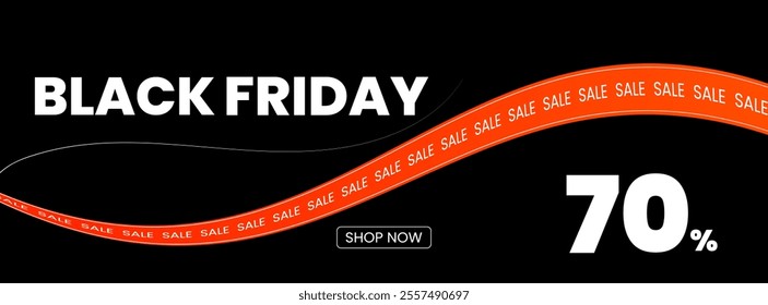 Wave black friday red and white design for advertising, banners on black  background