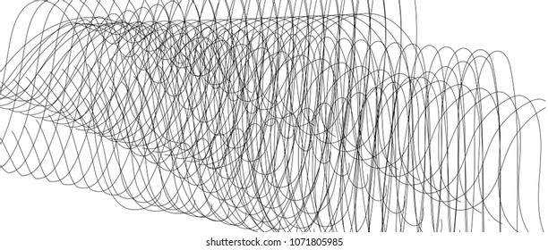 Wave of the black lines. Abstract wavy stripes. Transparent background. High resolution.