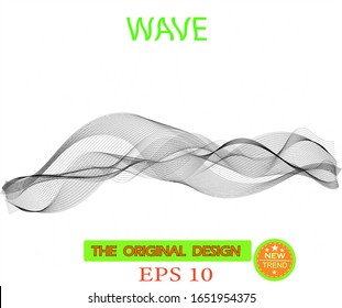 Wave of the black lines. Abstract wavy stripes. Creative line art. High resolution