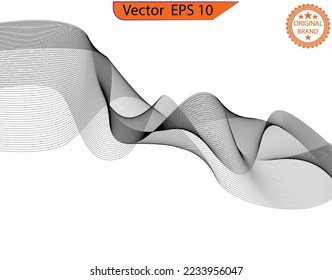 Wave of the black lines. Abstract wavy stripes.