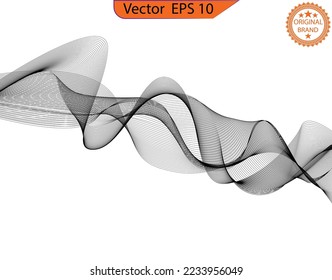 Wave of the black lines. Abstract wavy stripes.