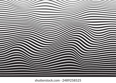 Onda de líneas negras Vertical patrón de curva Vector abstracto ilustración de fondo.
