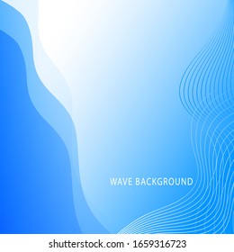 Wave blue background with blue white line vector