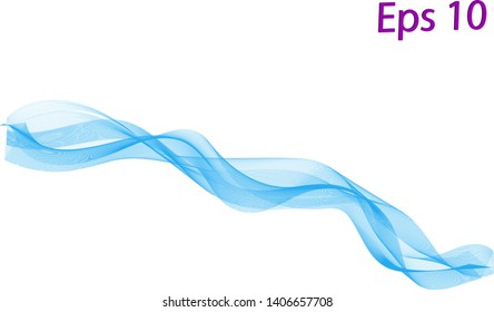 Wave of the blue colored lines. Abstract wavy stripes. Creative line art. Transparent background. High resolution