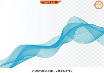 Wave of the blue colored lines. Abstract wavy stripes. Creative line art. High resolution.