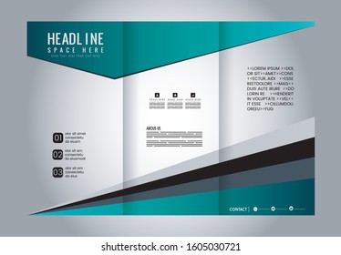 Wave blue design template for tri-fold brochure
