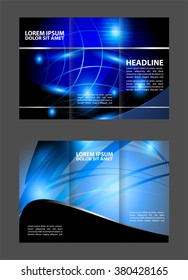 Wave blue design template for tri-fold brochure
