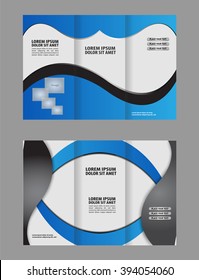 Wave blue design template for tri-fold brochure
