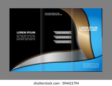 Wave blue design template for tri-fold brochure
