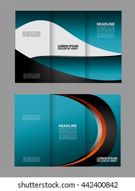 Wave blue design template for tri-fold brochure
